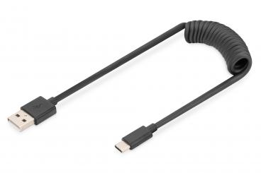 USB-A - USB-C Spiralkabel, 1m 