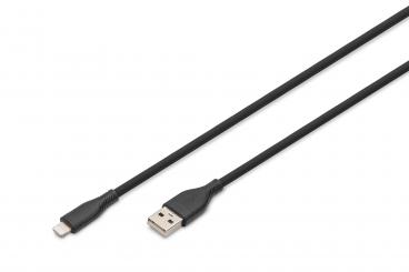 Lightning Silikon Anschlusskabel, USB-A - Lightning 1m, schwarz 