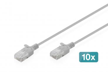 CAT 6 U-UTP Slim Patchkabel, 0,3 m, Grau, 10 Stück 