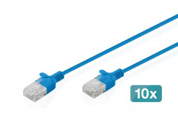 CAT 6 U-UTP Slim Patchkabel, 0,3 m, Blau, 10 Stück 