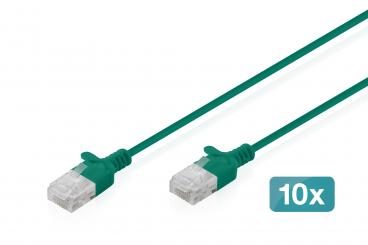 CAT 6 U-UTP Slim Patchkabel, 0,3 m, Grün, 10 Stück 
