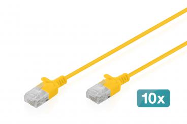 CAT 6 U-UTP Slim Patchkabel, 0,3 m, Gelb, 10 Stück 