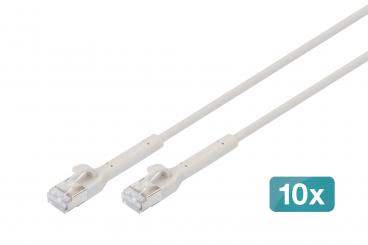 CAT 6A F-FTP abwinkelbares Patchkabel, Kupfer, 0,3 m, grau, 10 Stück 