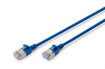 CAT 6A F-FTP Slim Patchkabel, 0,3m, Blau 