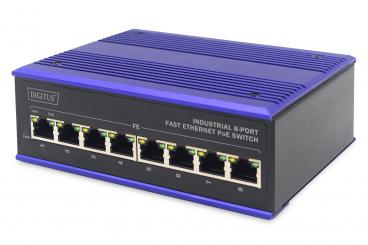 8 Port Fast Ethernet Netzwerk PoE Switch,Industrial, Unmanaged 