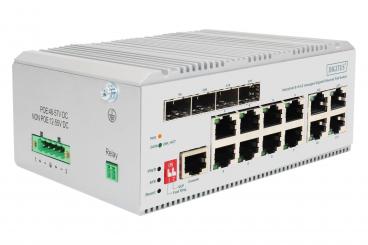 8 Port Gigabit Ethernet Netzwerk PoE Switch, Industrial, L2 managed, 4 SFP Uplink 