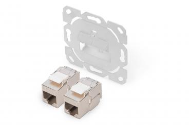 Frontplatte ohne Mittelplatte, ohne Rahmen für Multimedia mit 2 x  DN-93615-S Keystone Modulen 