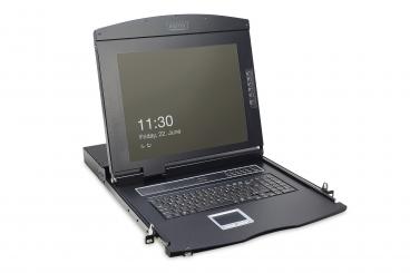17" LCD KVM-Konsole, 8-Port VGA, US-Tastatur 