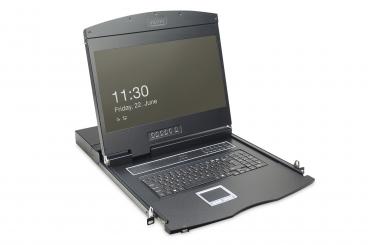 19" LCD KVM Konsole, 16-Port VGA, deutsche Tastatur 
