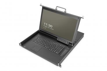 Modulare HD LCD KVM Konsole mit 17" TFT, 8-Port CAT 5 KVM Anschluss, Touchpad, deutsches Tastaturlayout 