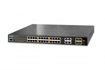 24-Port 802.3at PoE + 4-Port Gigabit TP/SFP Combo Managed Switch 