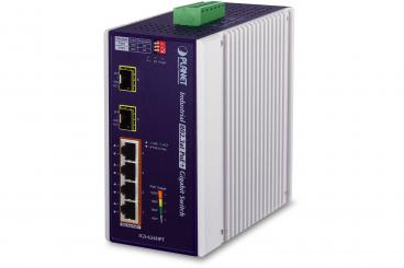 Industrial 4-Port Gigabit PoE Switch, Unmanaged, 2 Uplinks 